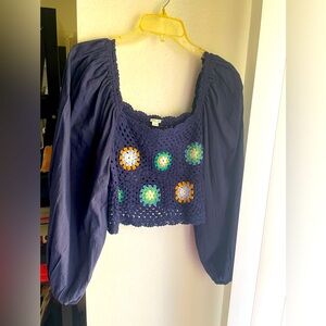 Aerie Knitted Crotchet Crop Top 🧡
